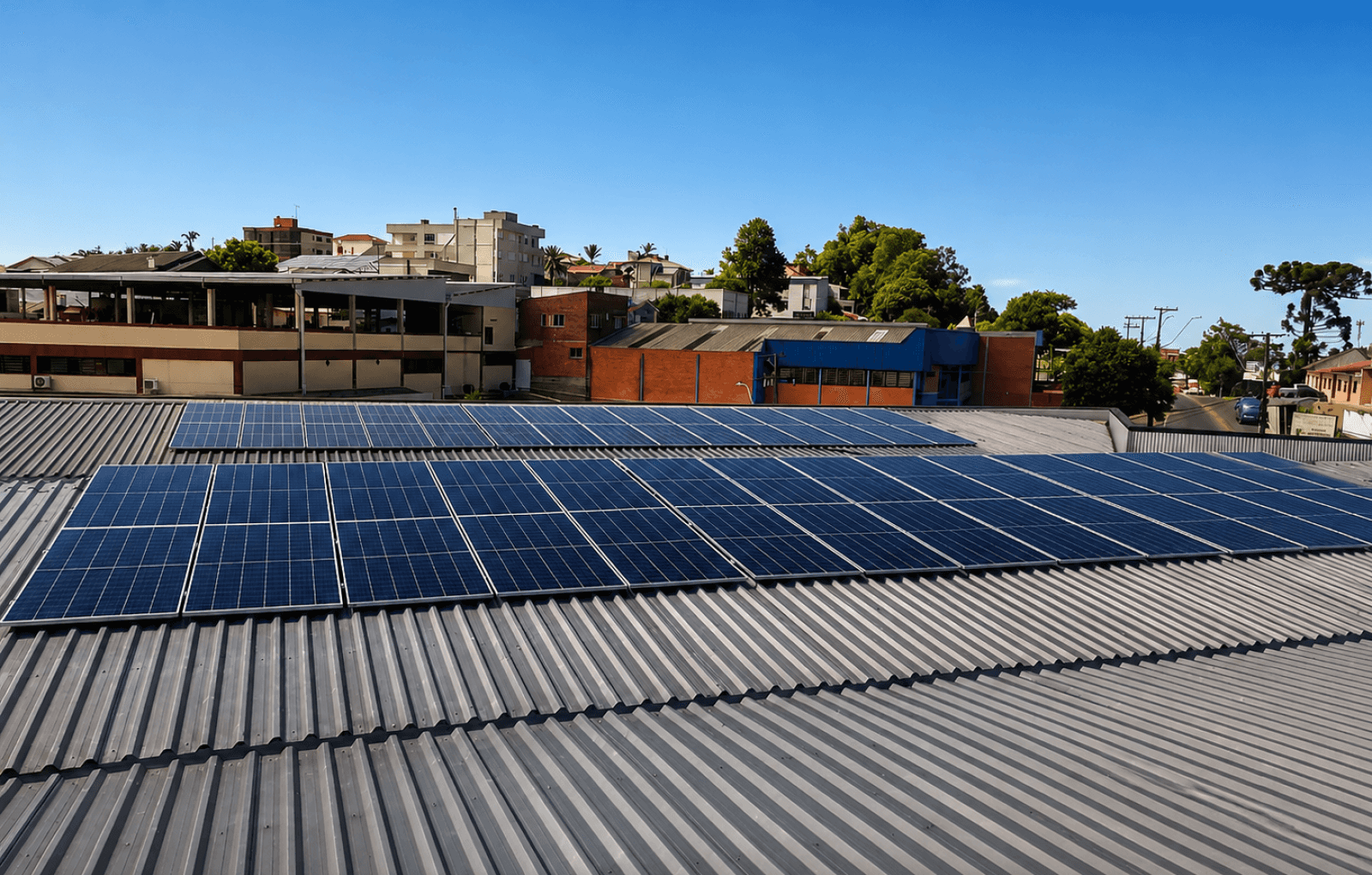 Painéis solares instalados pela LJR no telhado do Restaurante Almeida